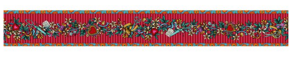 Odile Bailloeul Velvet Border : Tattoo Red : sold by the metre