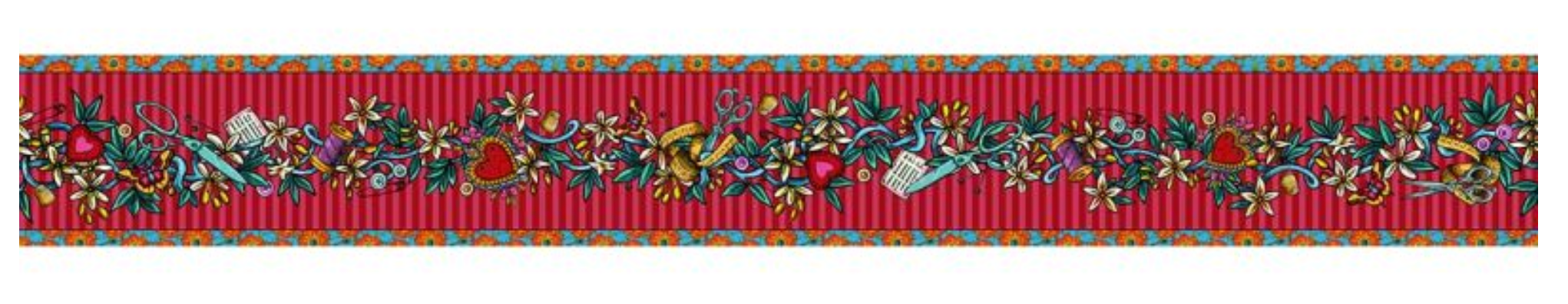 Odile Bailloeul Velvet Border : Tattoo Red : sold by the metre