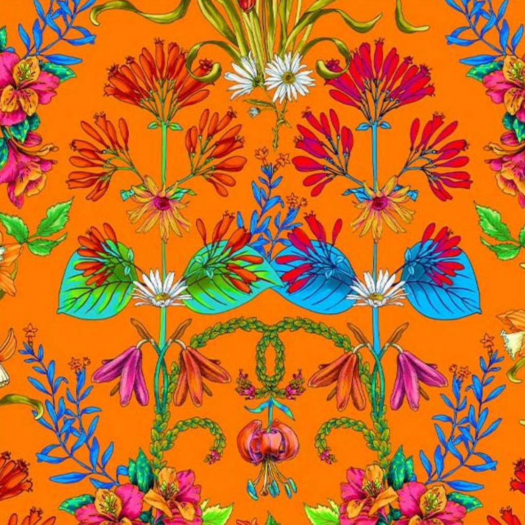 Cotton Fabric HALF METRE : Odile Bailloeul : Minstrel Orange