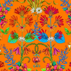 Cotton Fabric HALF METRE : Odile Bailloeul : Minstrel Orange