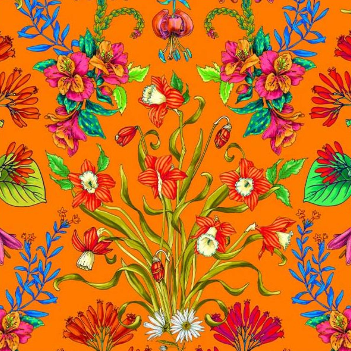 Cotton Fabric HALF METRE : Odile Bailloeul : Minstrel Orange