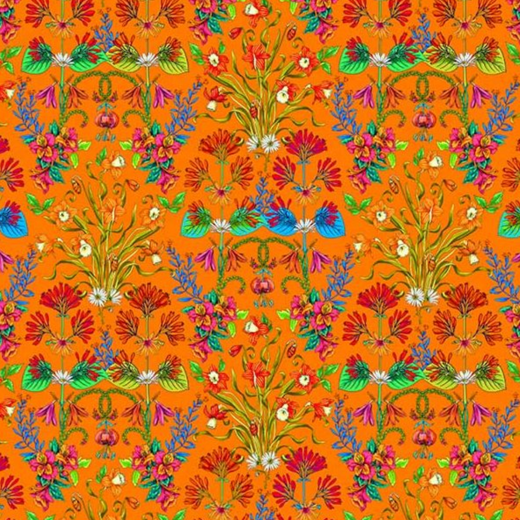 Cotton Fabric HALF METRE : Odile Bailloeul : Minstrel Orange