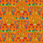 Cotton Fabric HALF METRE : Odile Bailloeul : Minstrel Orange