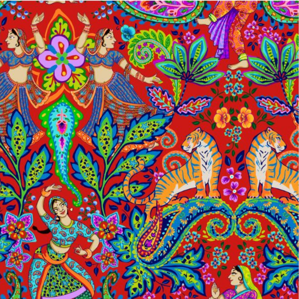 Cotton Fabric HALF METRE : Odile Bailloeul : Bollywood Red