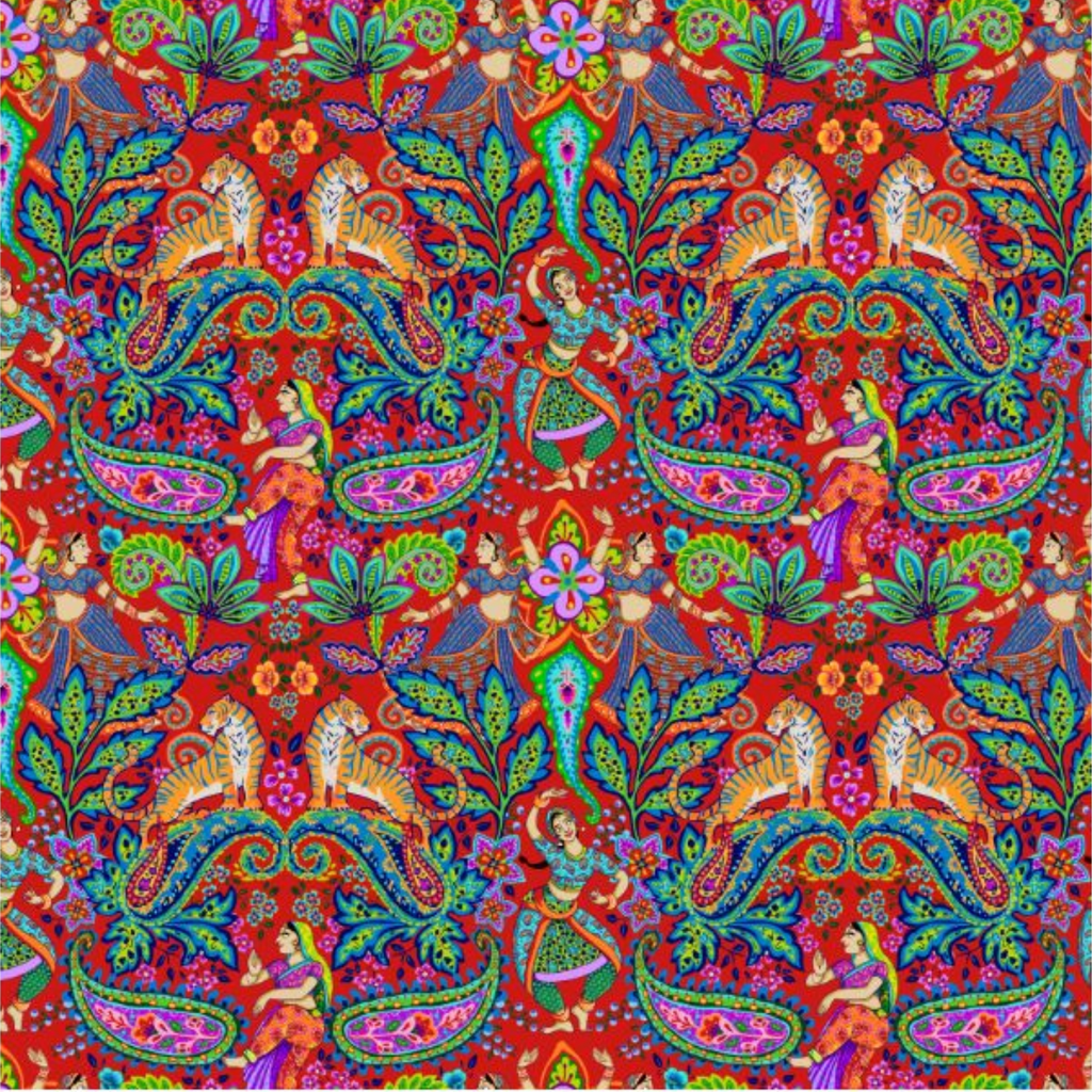 Cotton Fabric HALF METRE : Odile Bailloeul : Bollywood Red