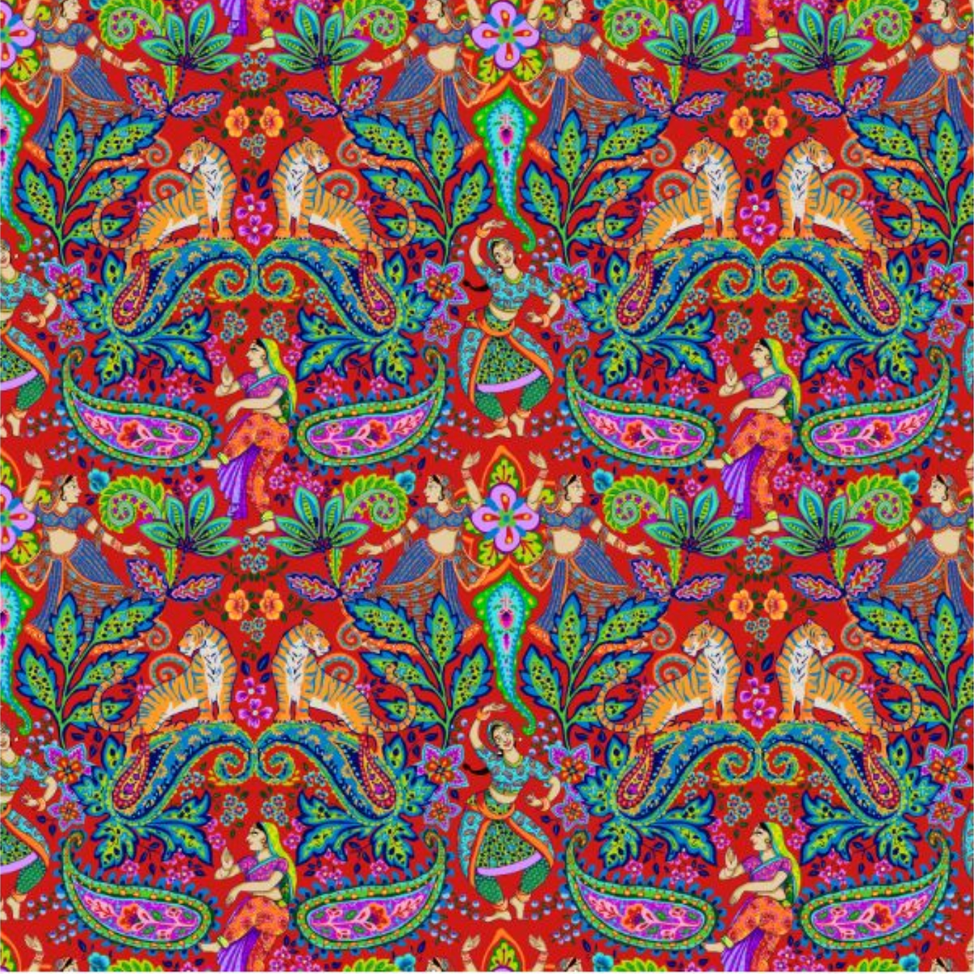 Cotton Fabric HALF METRE : Odile Bailloeul : Bollywood Red