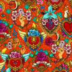 Cotton Fabric HALF METRE : Odile Bailloeul : Amulets Vermillion