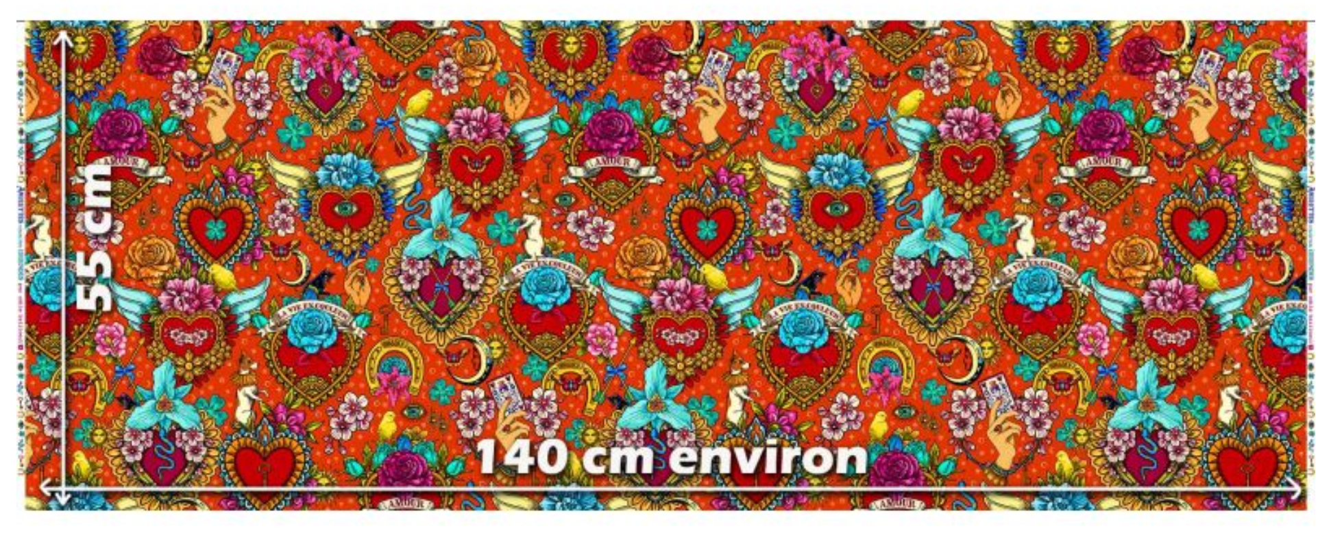 Cotton Fabric HALF METRE : Odile Bailloeul : Amulets Vermillion