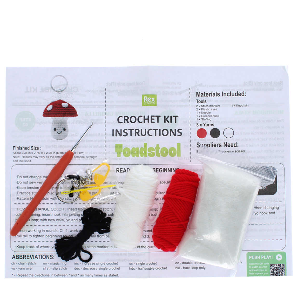 Crochet Kit : Mushroom / Toadstool Keyring