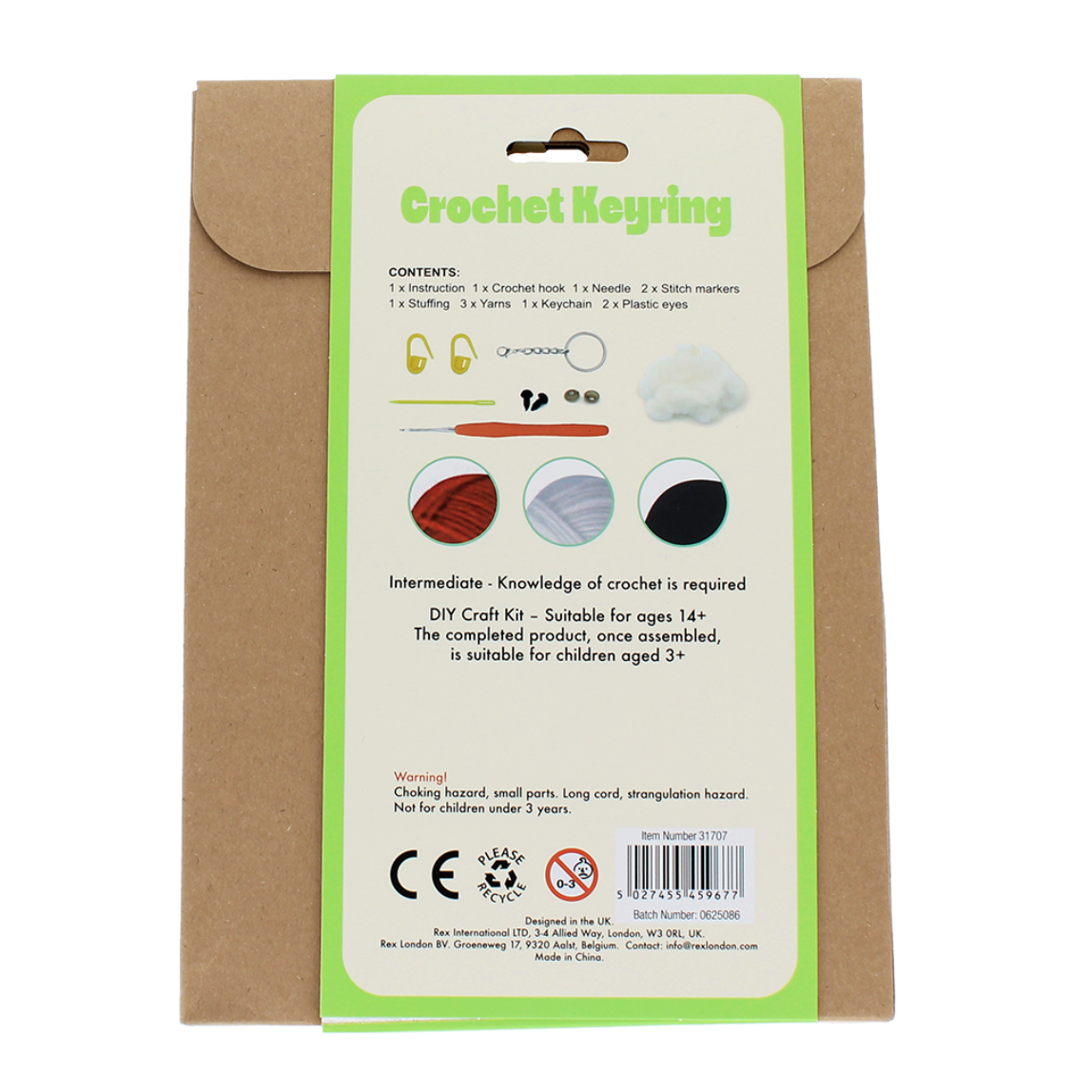 Crochet Kit : Mushroom / Toadstool Keyring