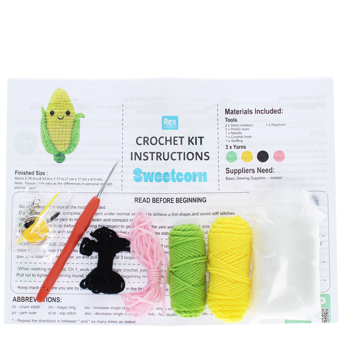 Crochet Kit : Sweetcorn Keyring Kit