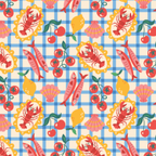 Little Johnny Cotton Seafood Picnic Fabric - per metre