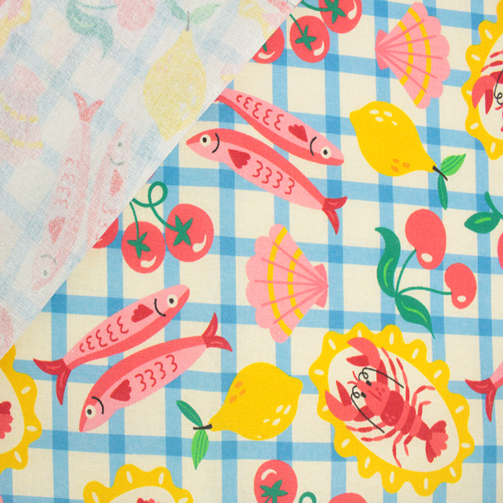 Little Johnny Cotton Seafood Picnic Fabric - per metre