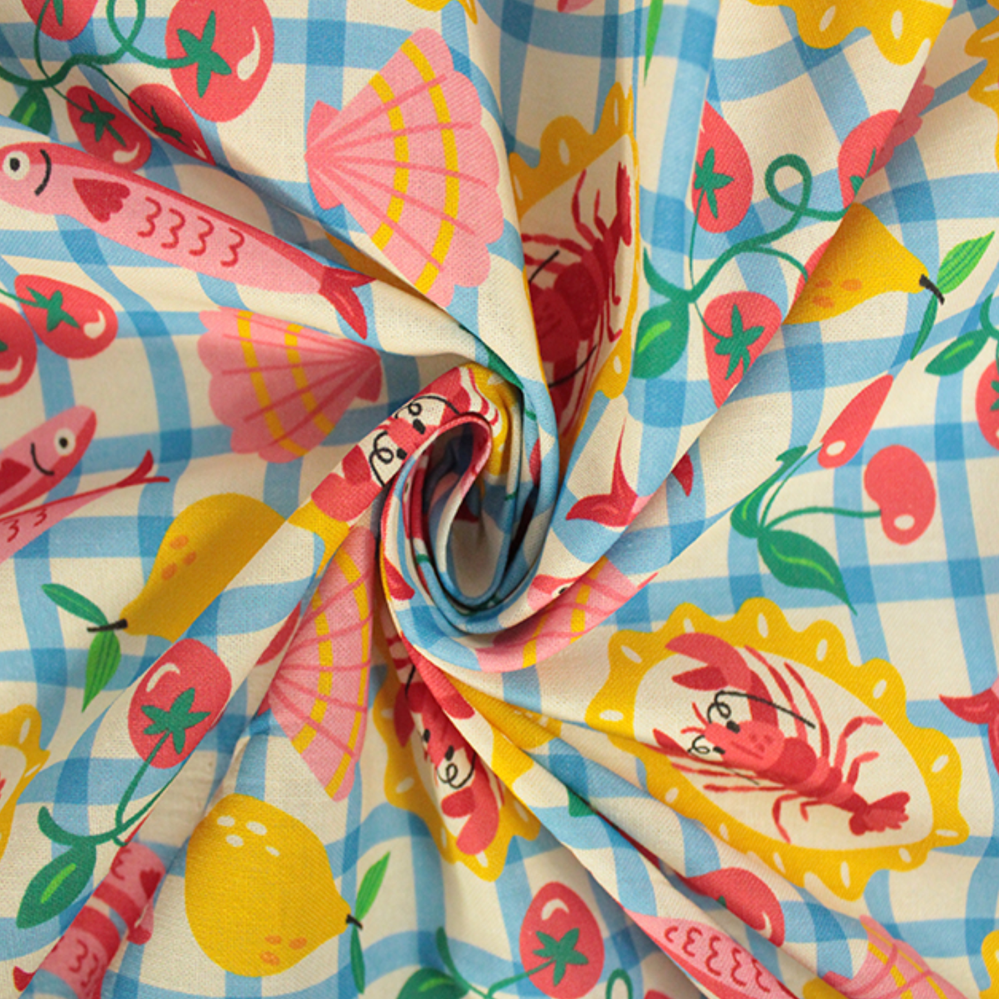 Little Johnny Cotton Seafood Picnic Fabric - per metre