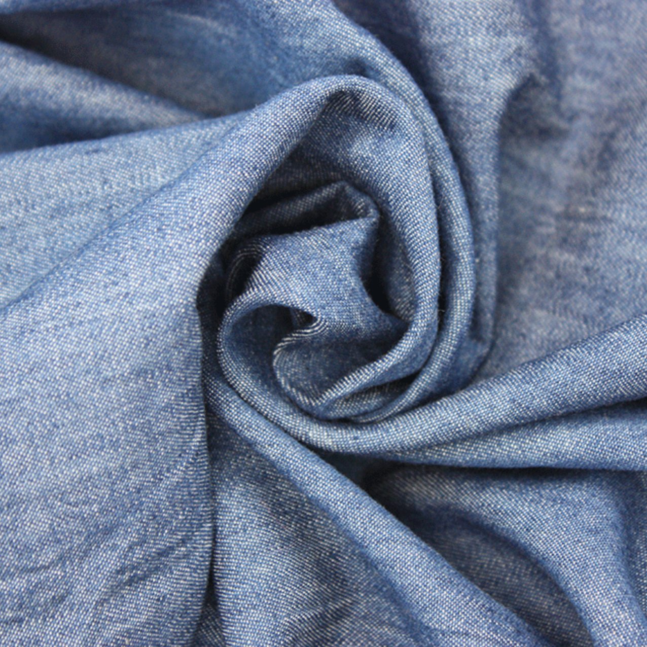 Chambray 100% Cotton Fabric - by the metre : Mid Blue