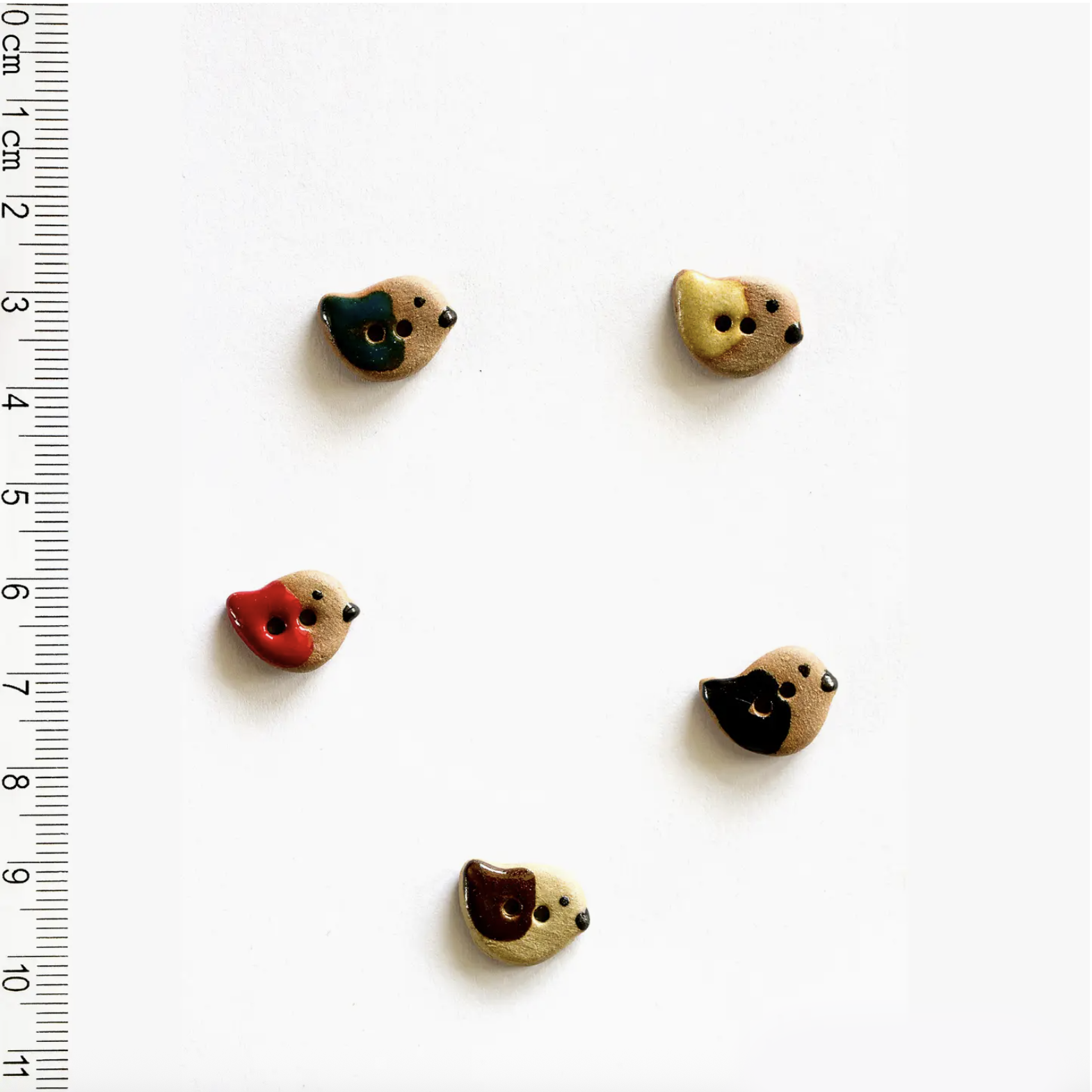 Handmade Ceramic Button Set : Teeny Bird Buttons