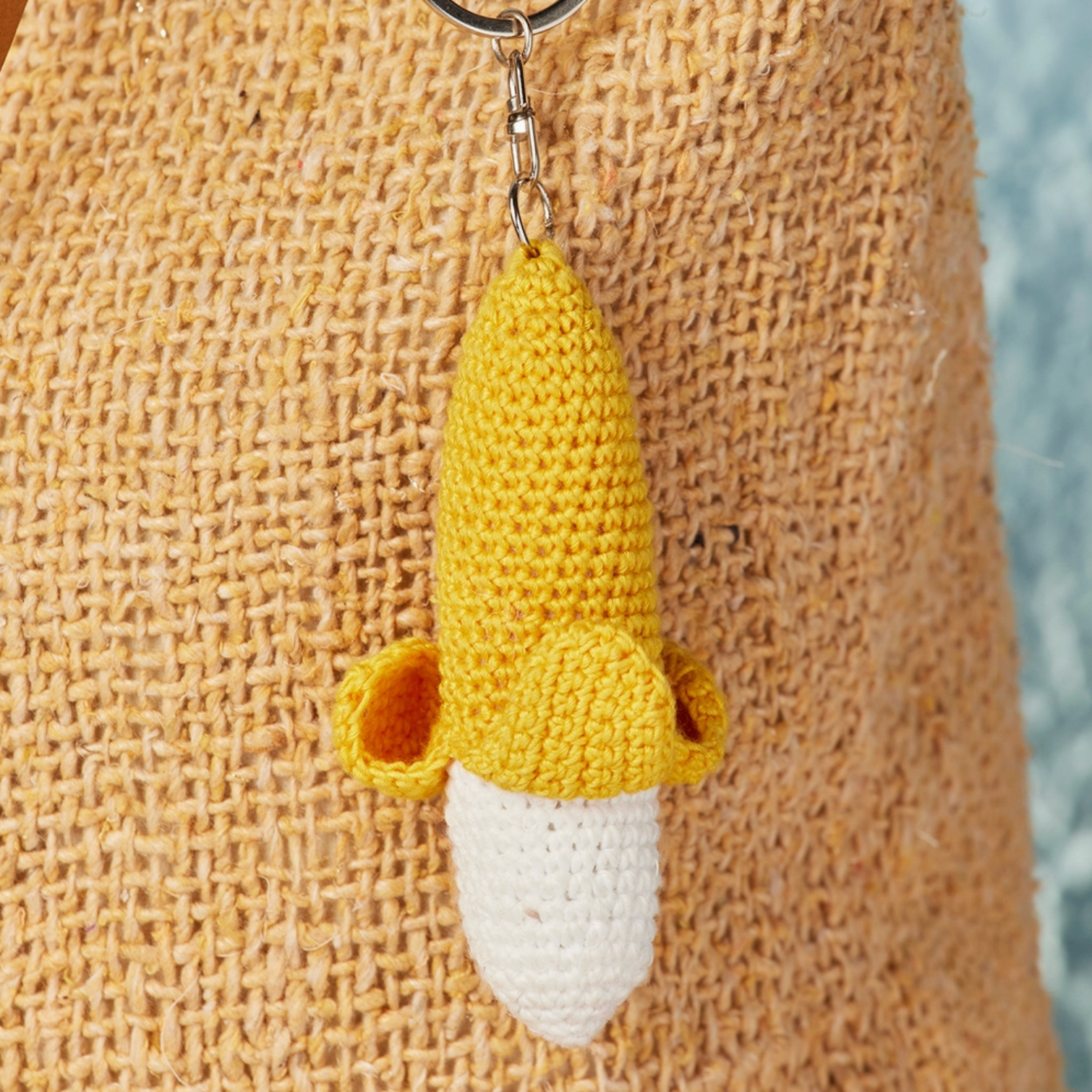 Crochet Fruit & Veg Keyring Bag Charm : Banana