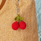 Crochet Fruit & Veg Keyring Bag Charm : Cherries