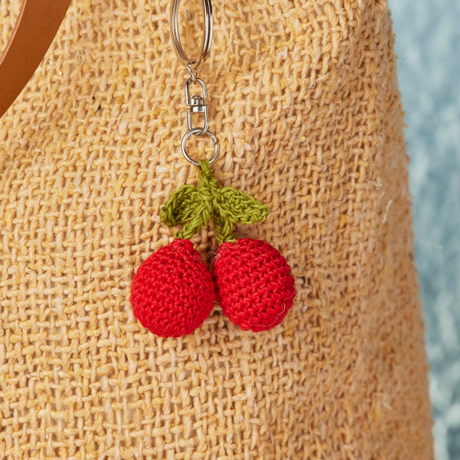 Crochet Fruit & Veg Keyring Bag Charm : Cherries