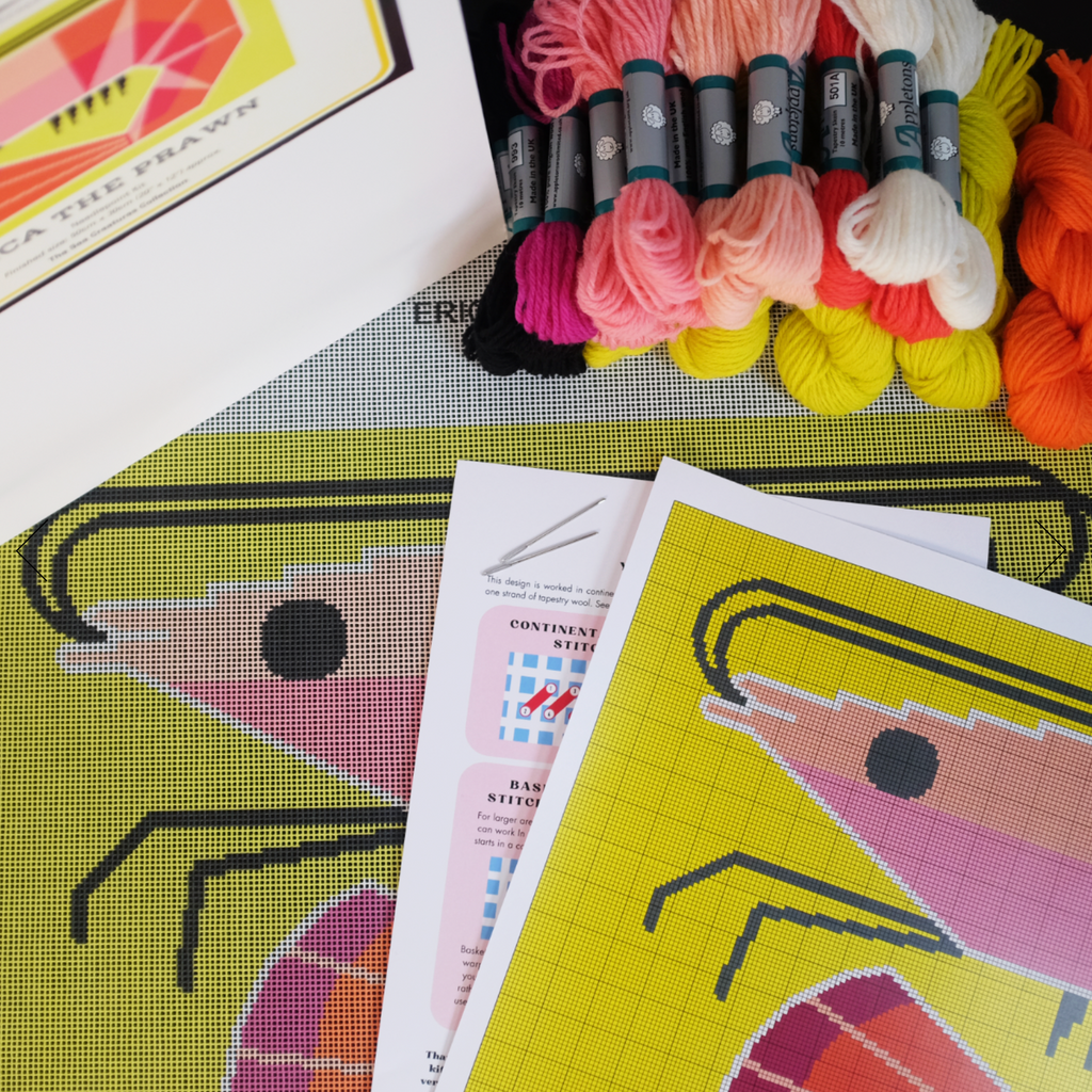 Emily Peacock Cross Stitch Kit : Erica the Prawn