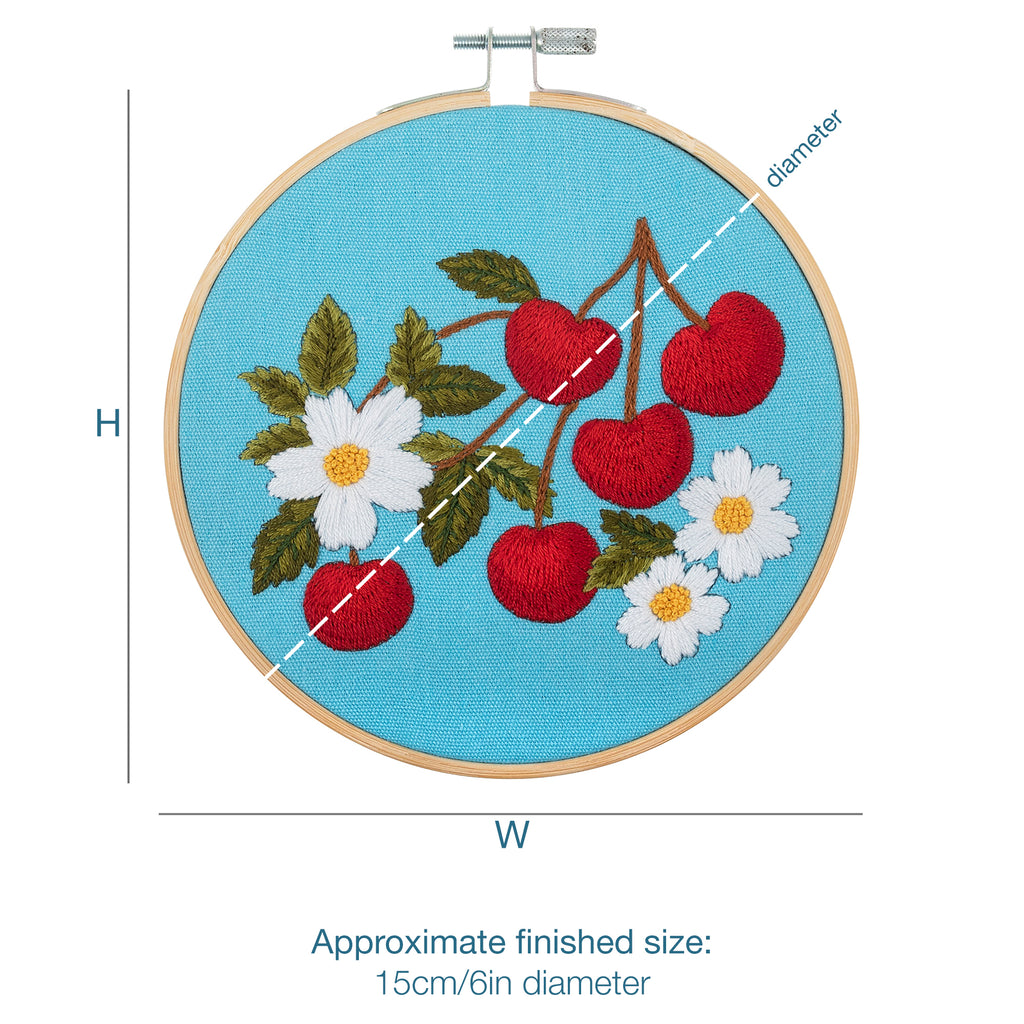 Embroidery Kit with Hoop: Cherries