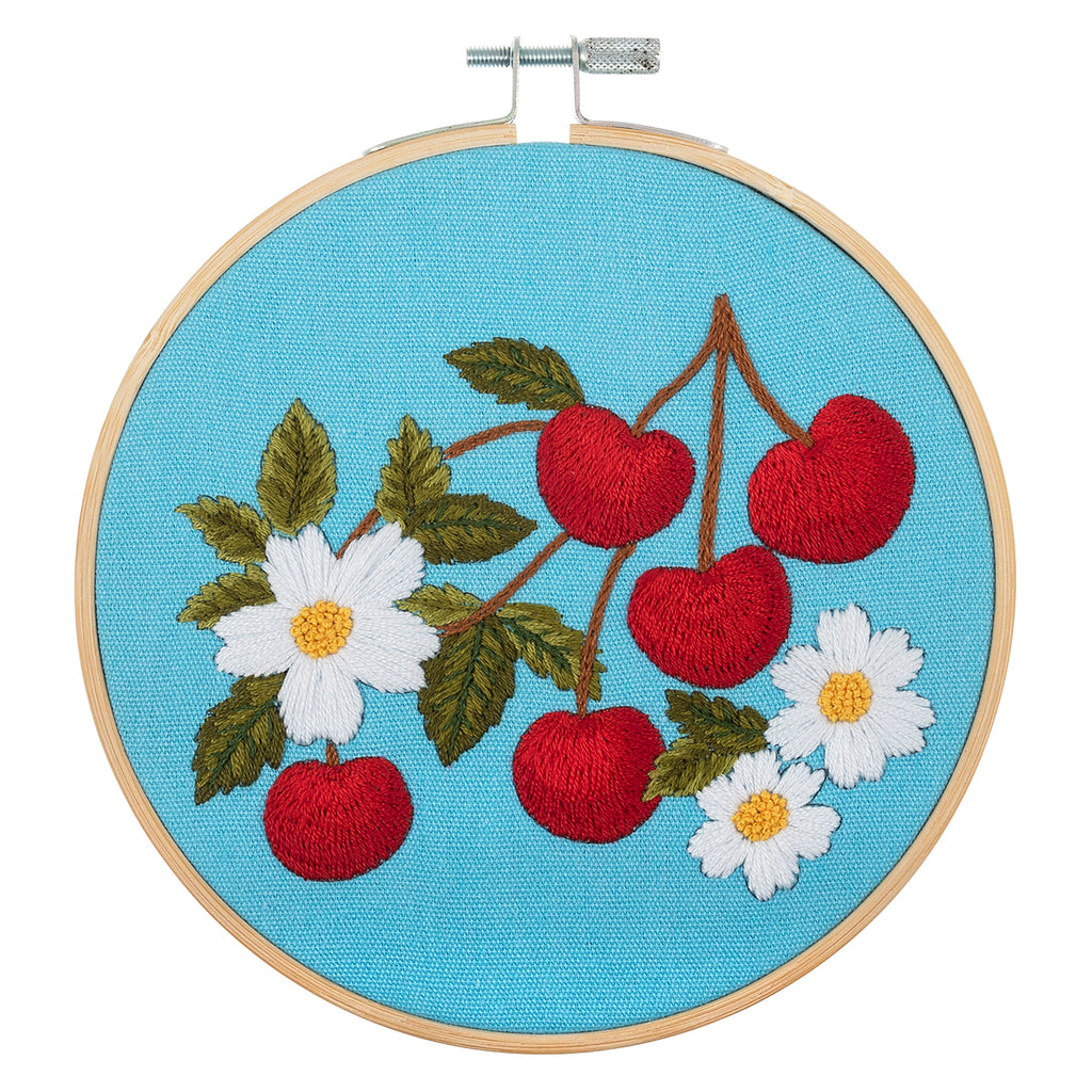 Embroidery Kit with Hoop: Cherries