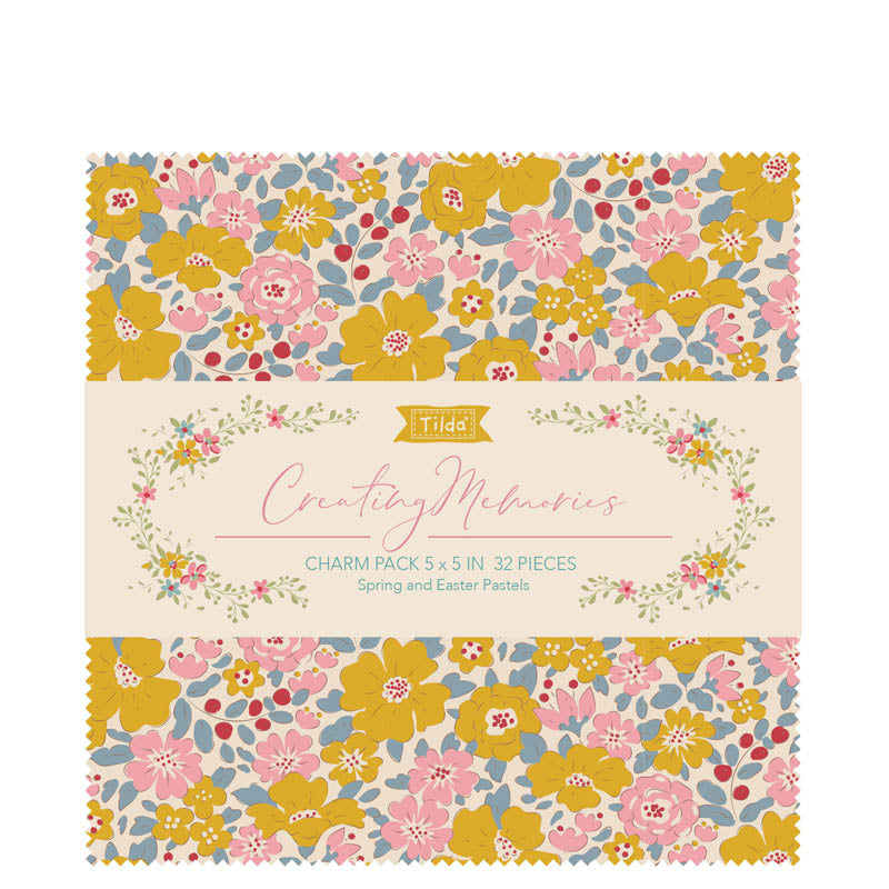 Tilda Fabric Charm Pack : Creating Memories : Spring: 32 Pieces