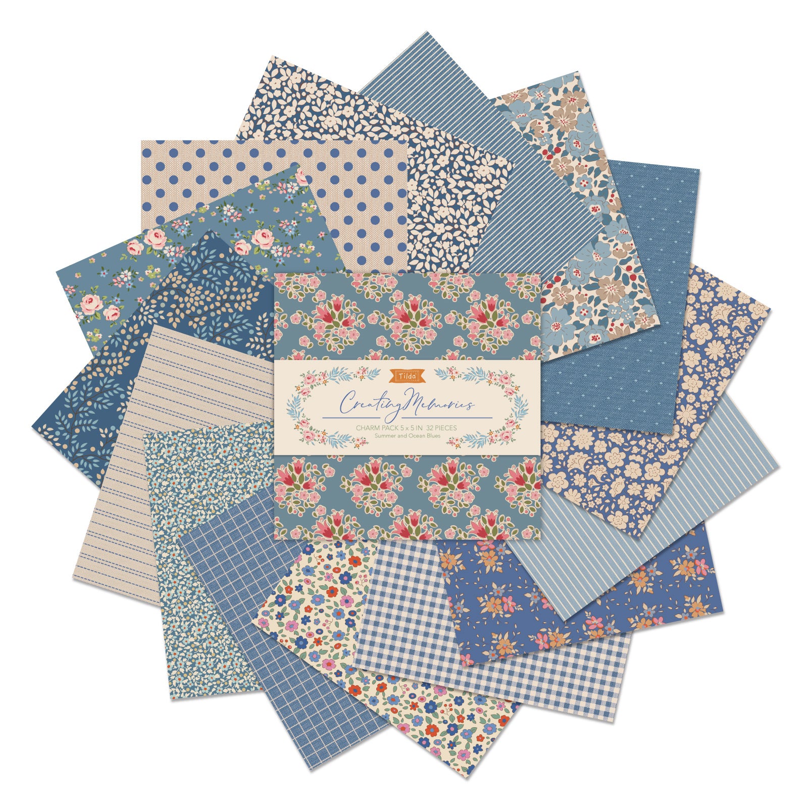 Tilda Fabric Charm Pack : Creating Memories : Summer: 32 Pieces