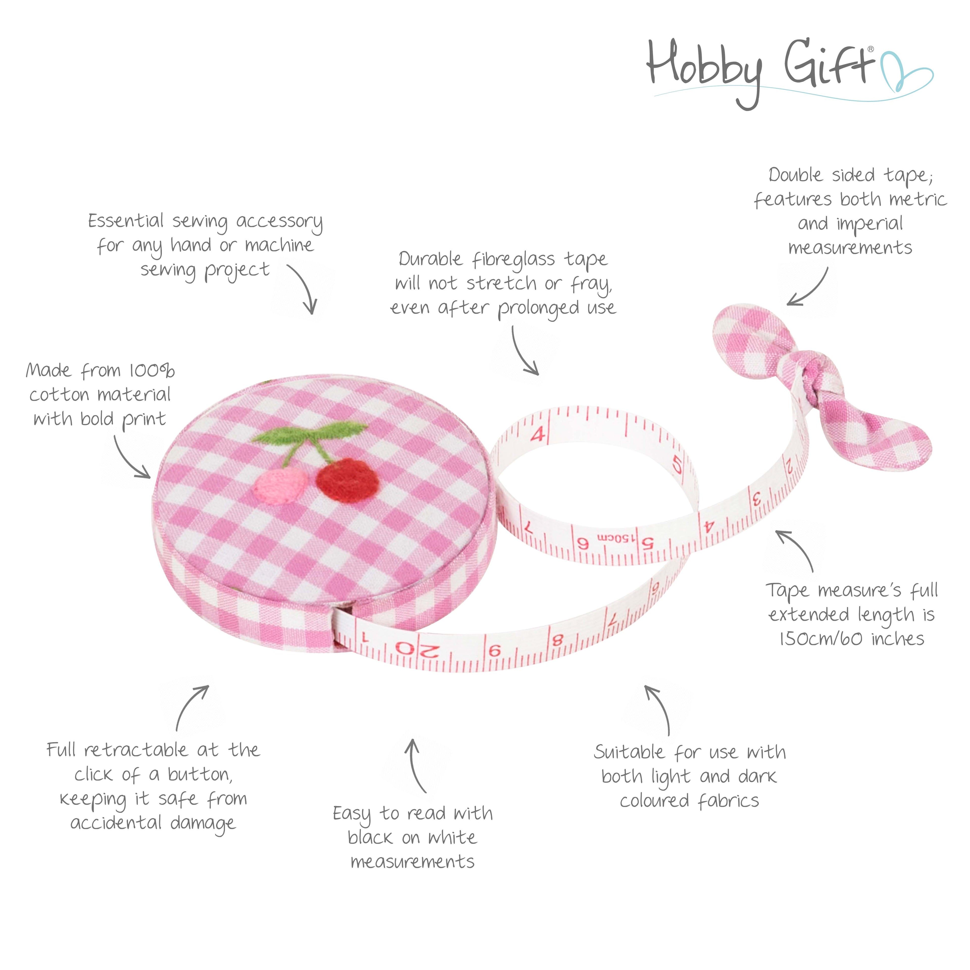 Tape Measure: Embroidered Cherries