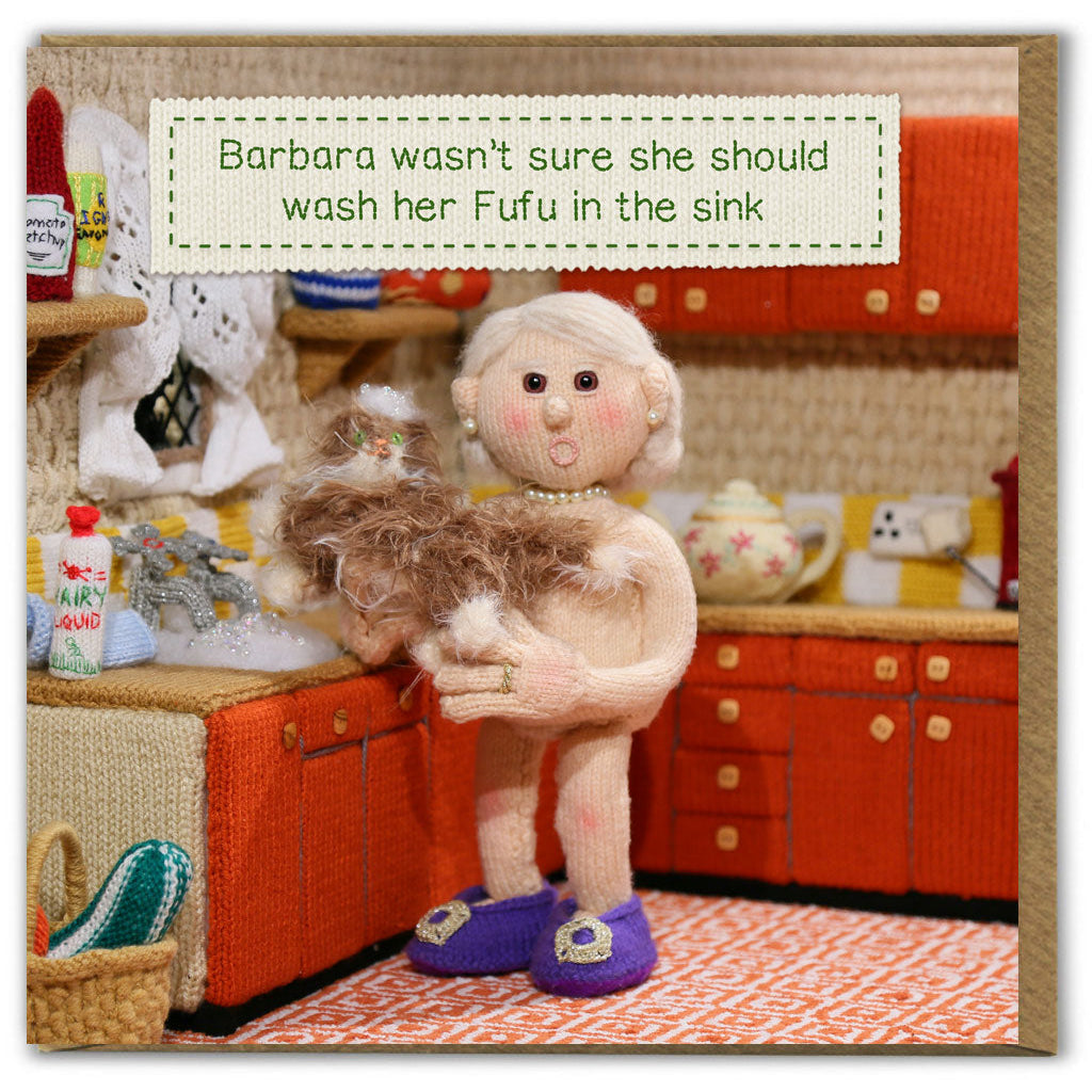 Greetings Card : Nudinits : Wash Fufu in Sink