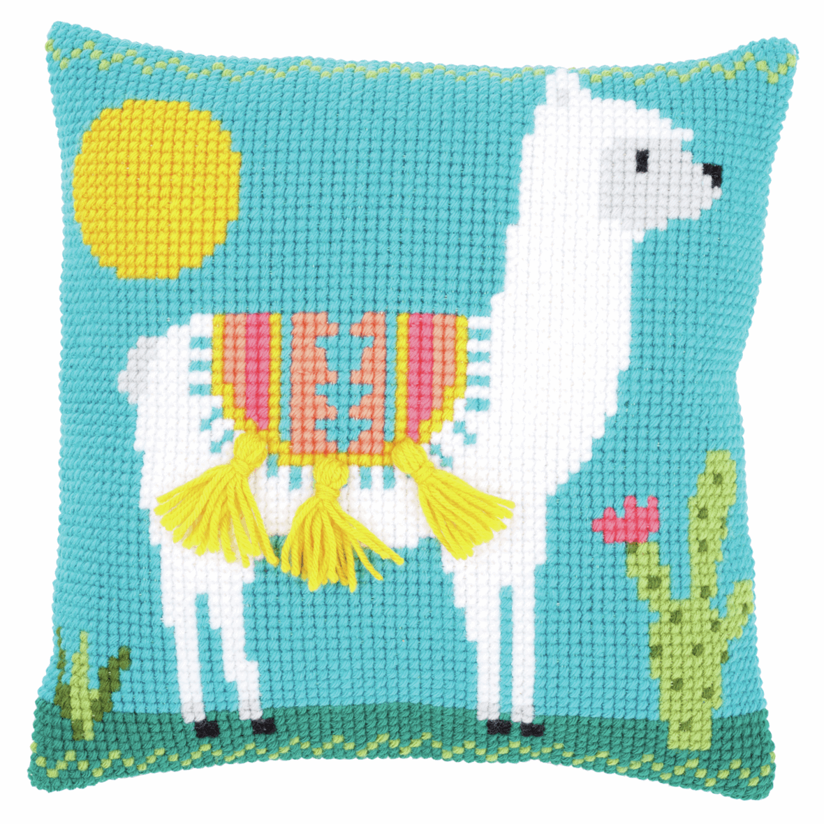 Llama Cross Stitch Cushion Kit with tassels