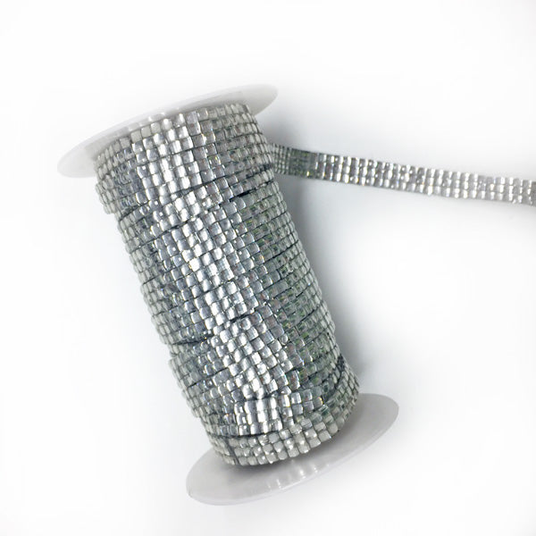 12mm Iron On Diamante Strip (per metre) 02 Silver per metre