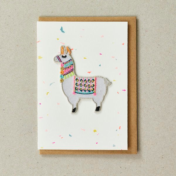 Llama Patch (Iron On) Greetings Card