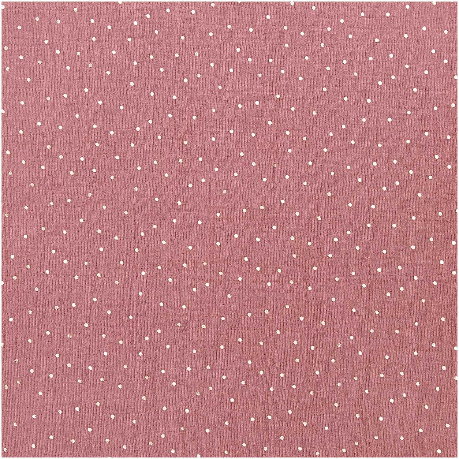 Dark Pink Metallic Gold Spot 100% Cotton Crinkle Muslin 50cm x 130cm