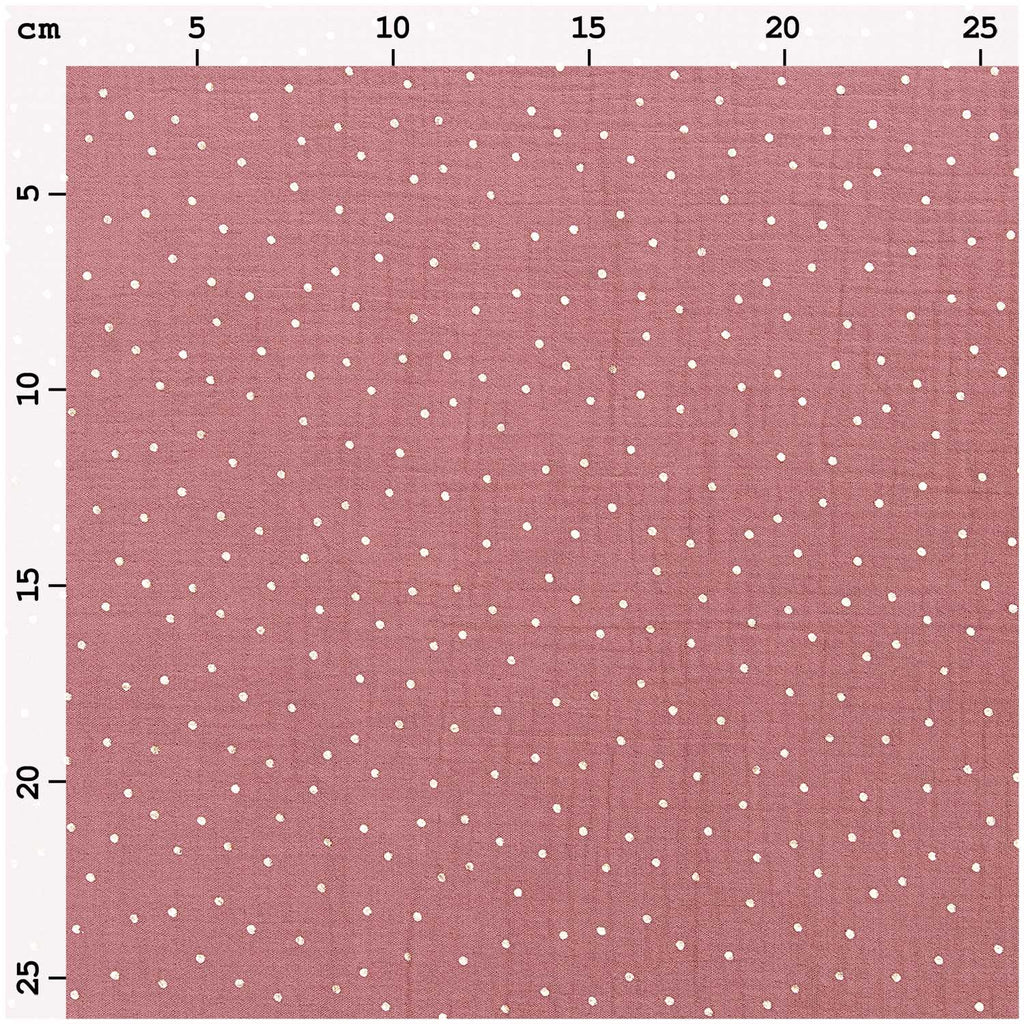 Dark Pink Metallic Gold Spot 100% Cotton Crinkle Muslin 50cm x 130cm