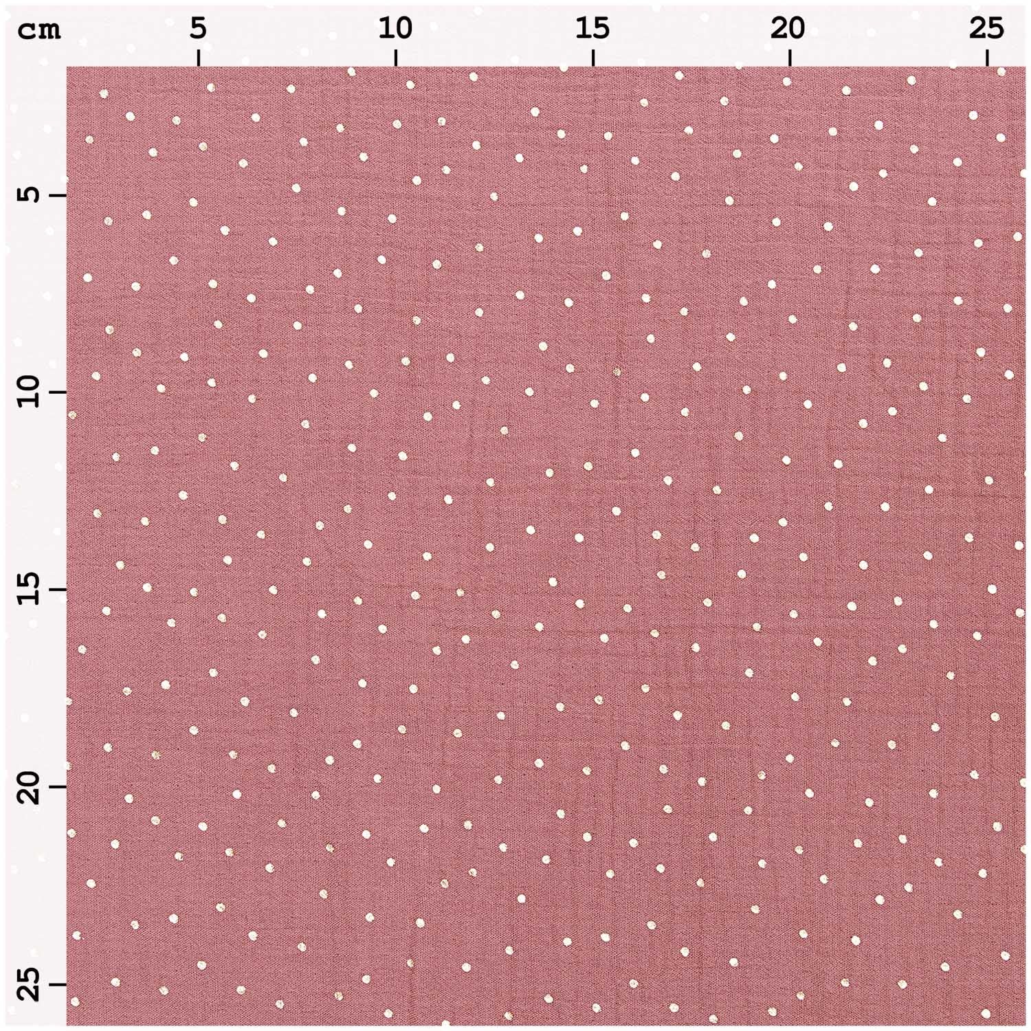 Dark Pink Metallic Gold Spot 100% Cotton Crinkle Muslin 50cm x 130cm