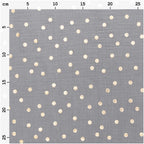Grey Hot Foil Gold Polka Dot 100% Cotton Crinkle Muslin 50cm x 130cm