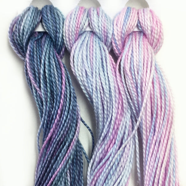 Hand Dyed Perle 8 threads x 3 Hydrangea