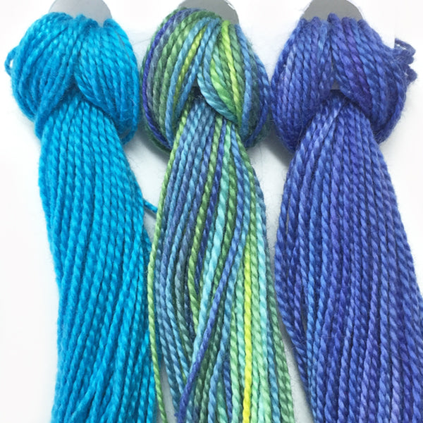 Hand Dyed Perle 8 threads x 3 Aquatic