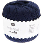 Mercerised Cotton Lace Weight Crochet Yarn Midnight Blue