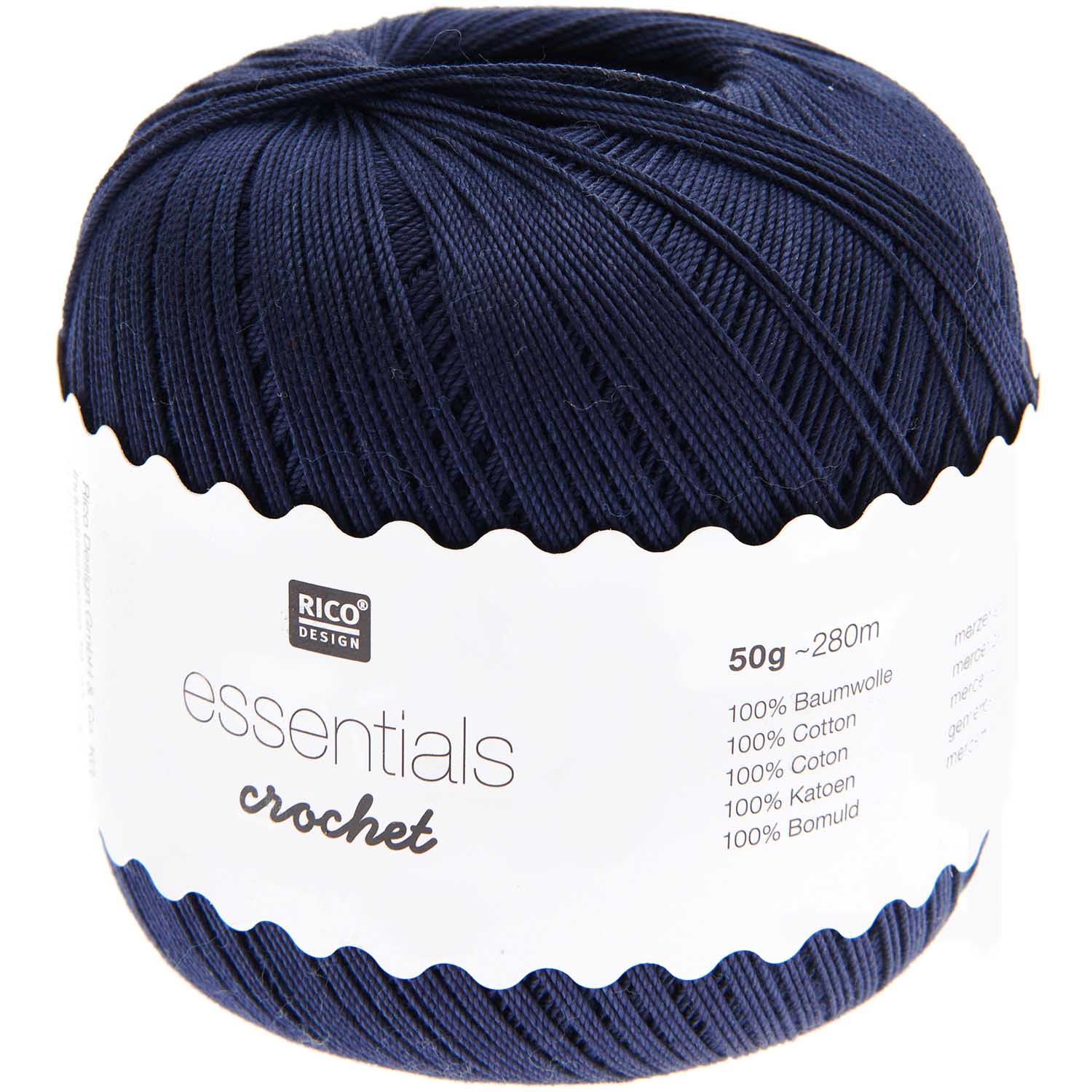 Mercerised Cotton Lace Weight Crochet Yarn Midnight Blue