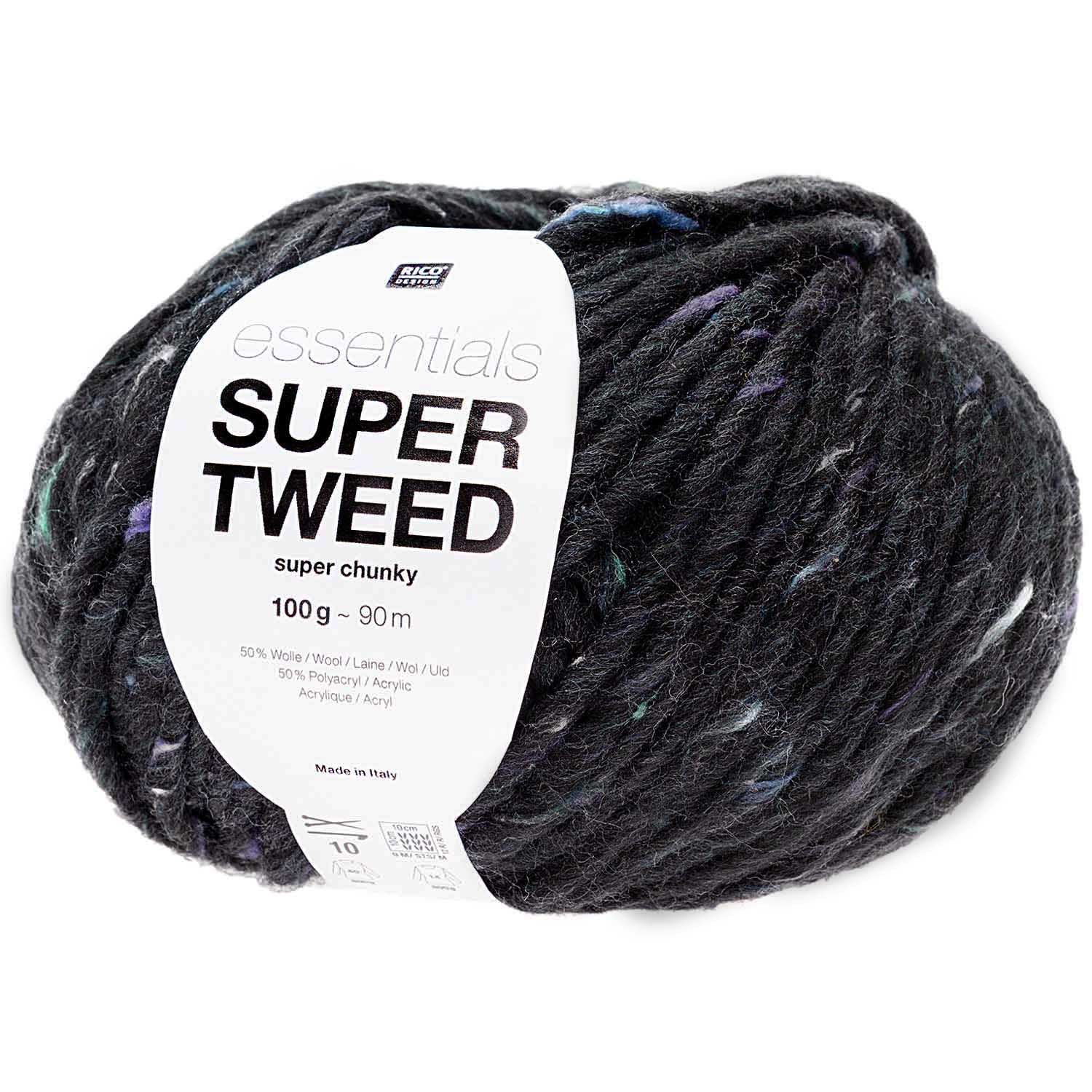 Rico Essentials Super - Super TWEED Chunky Yarn BLACK 006