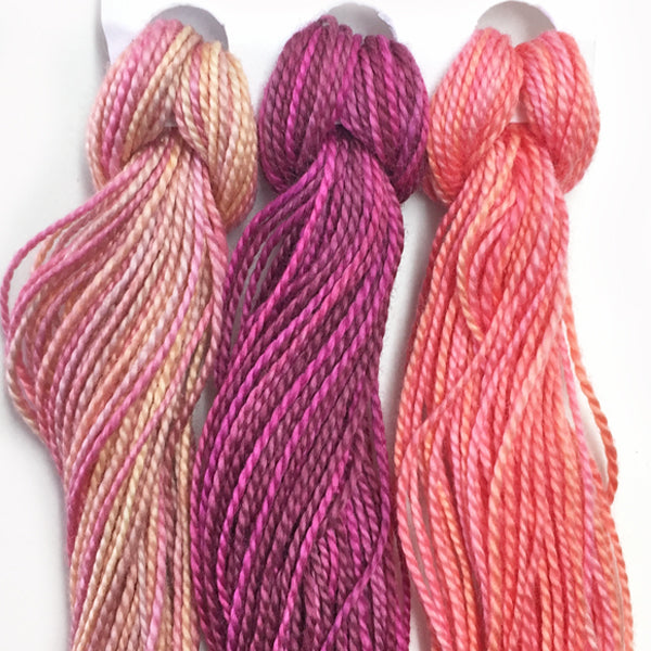 Hand Dyed Perle 8 threads x 3 Fuschia