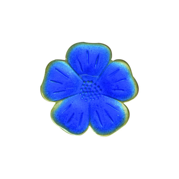 Metal & Enamel Flower Button - Blue
