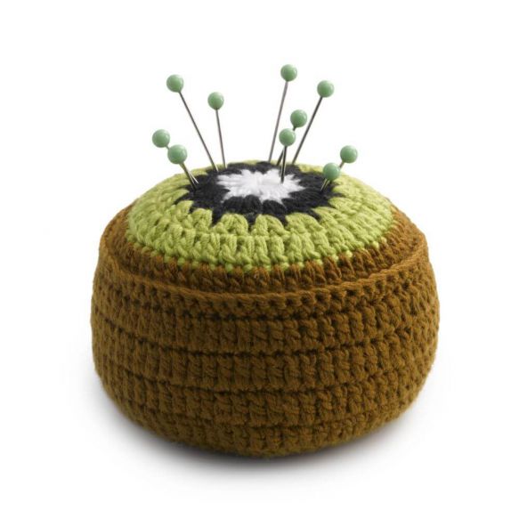 Kiwi Crocheted Pin cushion - fixing weight 6cm