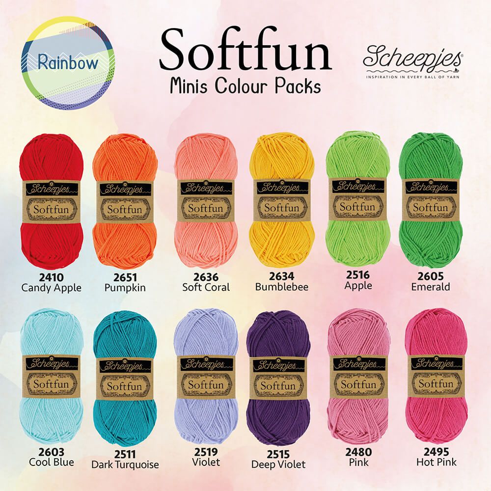 Scheepjes Softfun Colour Pack 12 x 20g Rainbow (D)