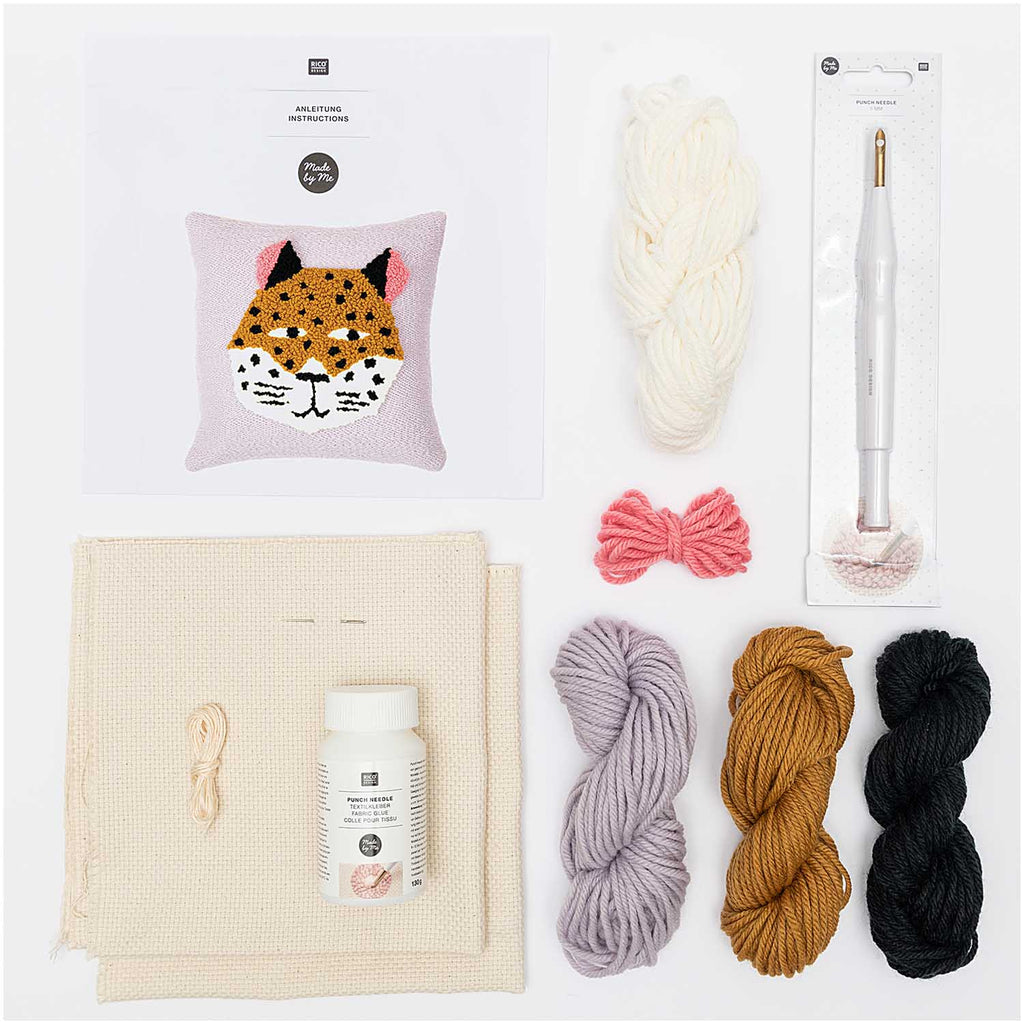 Punch Needle Cushion Kit : Leopard