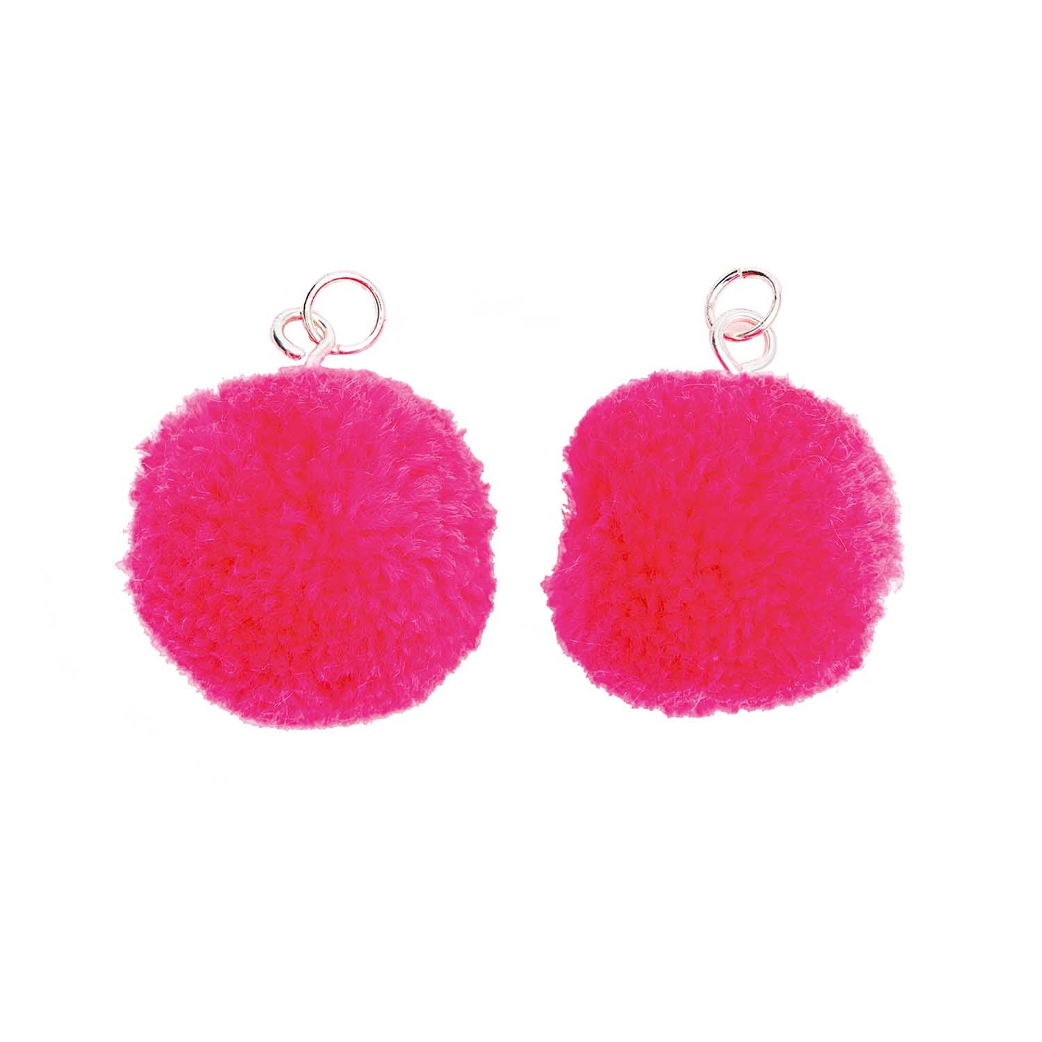Pompoms 20mm  x Neon Pink x 2