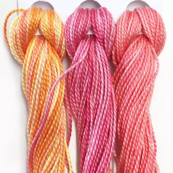 Hand Dyed Perle 8 threads x 3 Tropicana