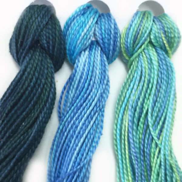 Hand Dyed Perle 8 threads x 3 Verdon